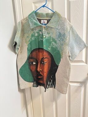 Kids Graphic Short-Sleeve Polo in Green and Brown by